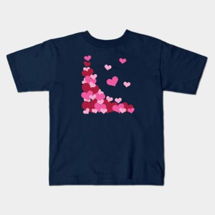 Hearts | Love | Pink | Dark Blue Kids T-Shirt